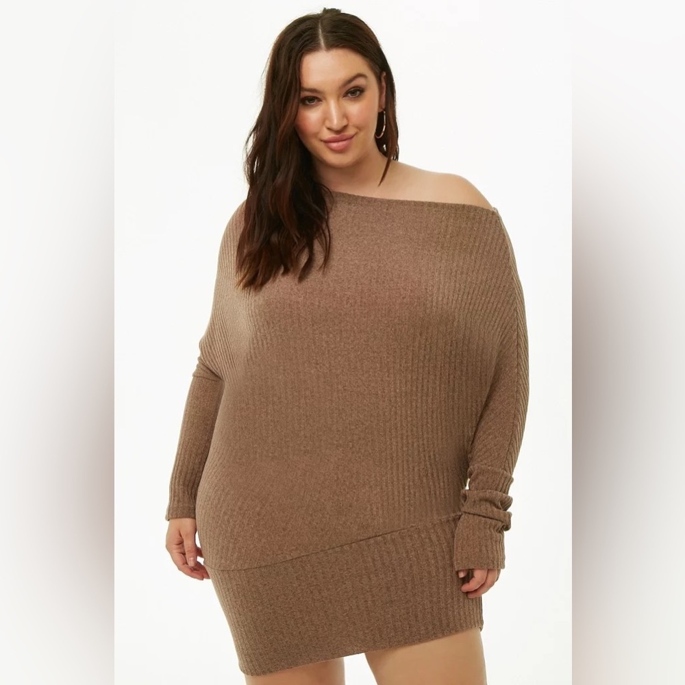 Forever 21 Plus Sized Off-The-Shoulder Mini Dress